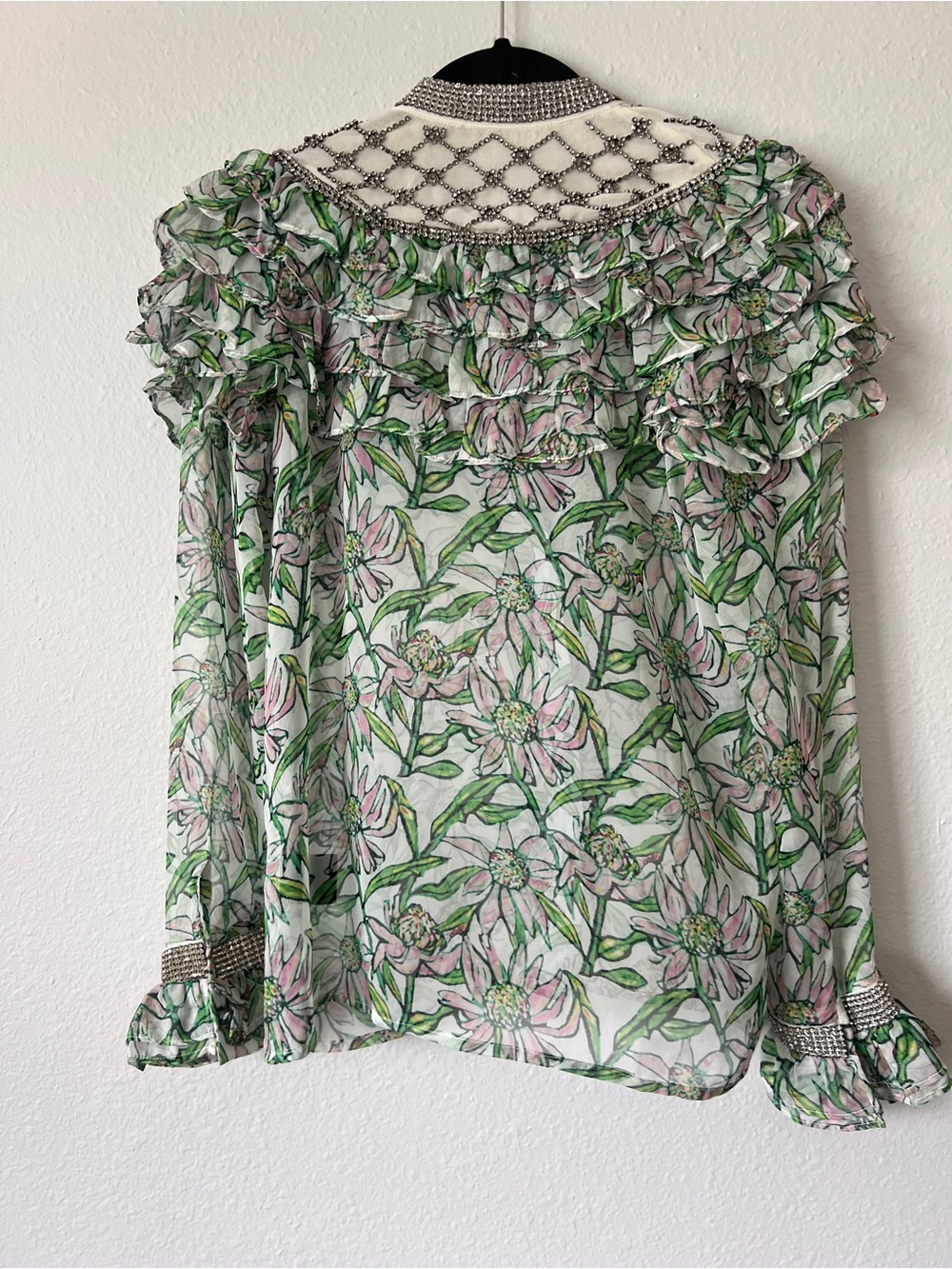 Dodo Bar Or Floral Crystal Embellished Top Size 40 - Picture 2 of 5